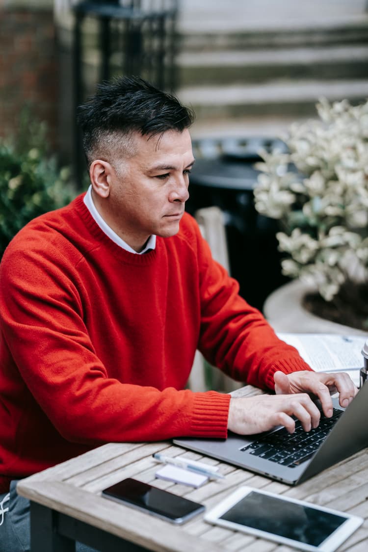 Man working on laptop